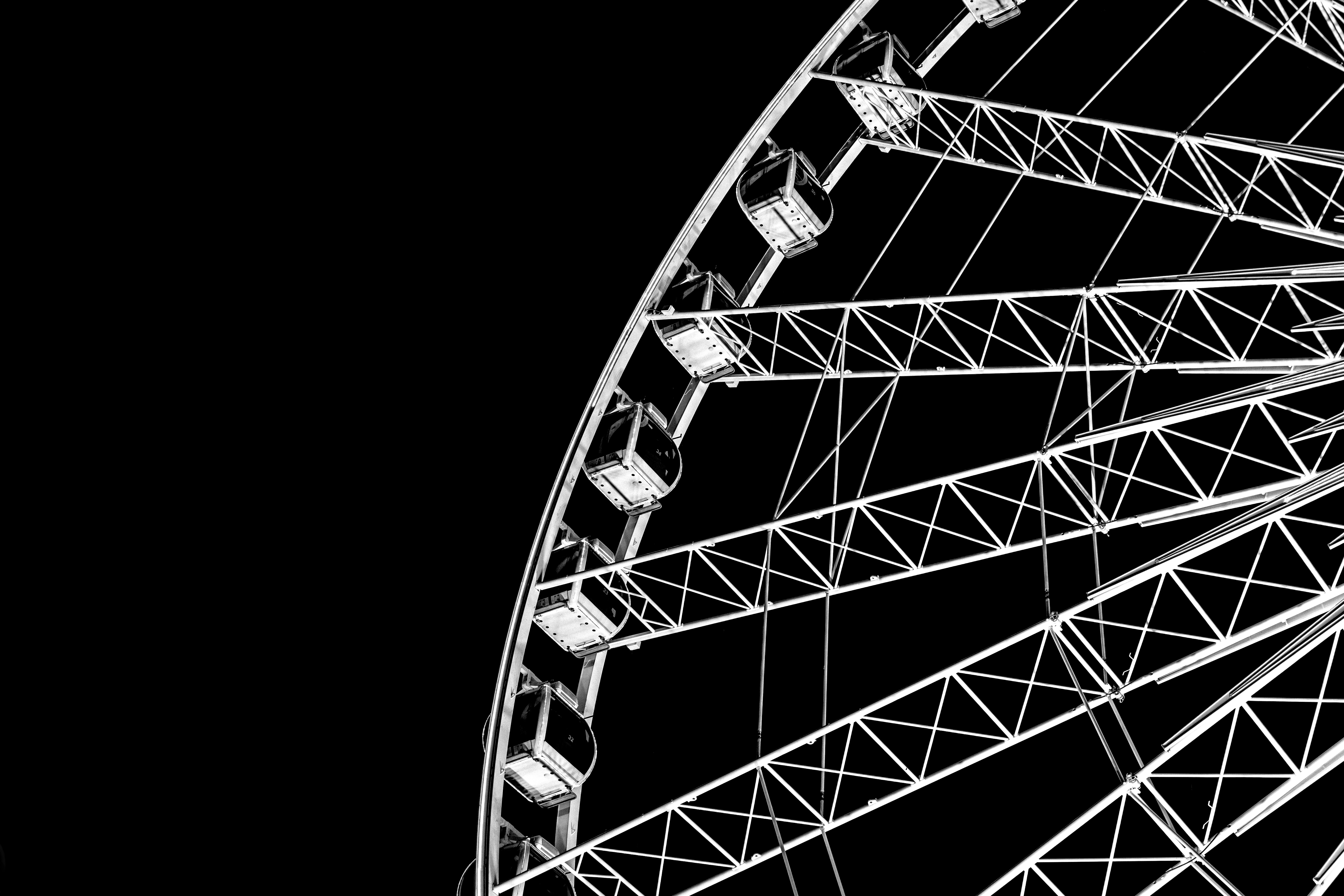 alt= black and white ferris wheel